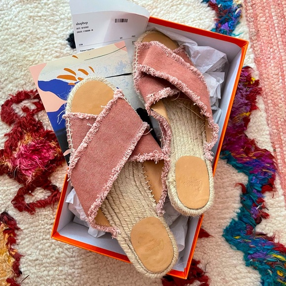 New in Box Castaner Palmera Espadrille Canvas Slide Sandals Rose-Made in Spain - Picture 1 of 5